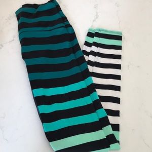 KDEER green + black leggings in Caroline stripe